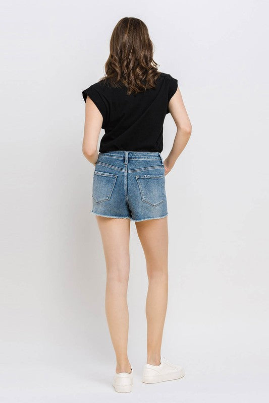 Fly High Super High Rise Button Up Stretch Shorts