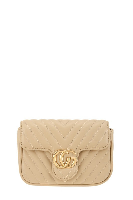 Chevron Quilted CG Buckle Crossbody Bag