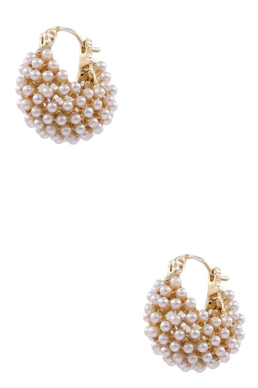 Gold Dinner Reservations Pearl Basket Earrings