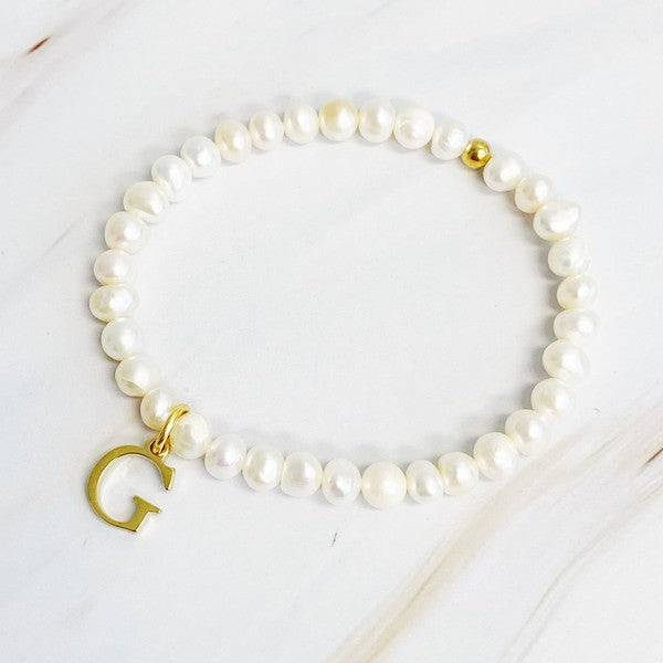 Mermaid Babe Freshwater Pearl Initial Charm Bracelet - BP