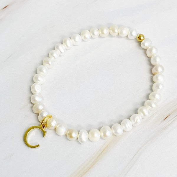 Mermaid Babe Freshwater Pearl Initial Charm Bracelet - BP