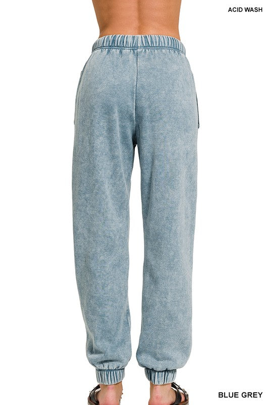 Chillin Always Acid Wash Fleece Sweatpants with Pockets (Multiple Colors) - BP