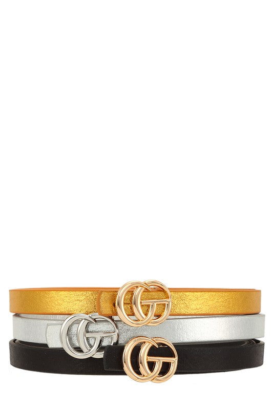 Gucci Gang 3 Piece GO Buckle Classic Belt Set (Multiple Colors)