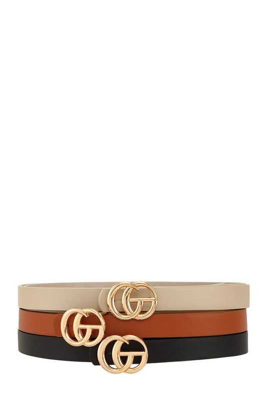 Gucci Gang 3 Piece GO Buckle Classic Belt Set (Multiple Colors)