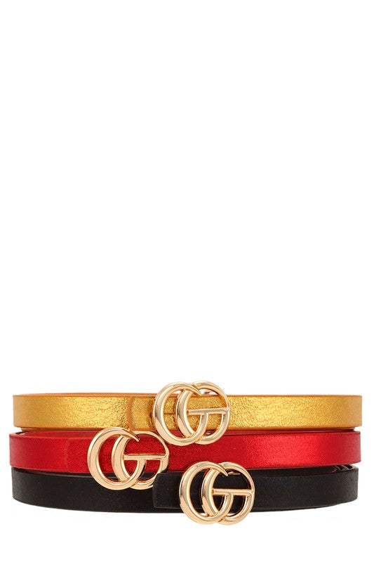 Gucci Gang 3 Piece GO Buckle Classic Belt Set (Multiple Colors)