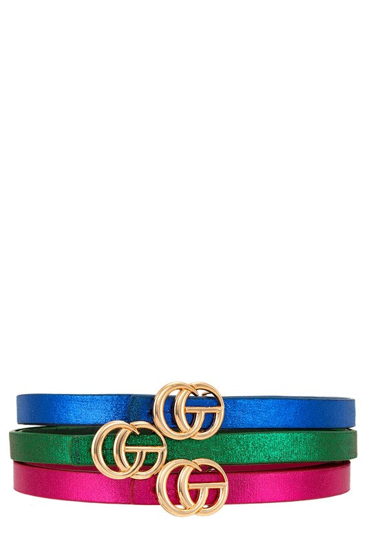 Gucci Gang 3 Piece GO Buckle Classic Belt Set (Multiple Colors)