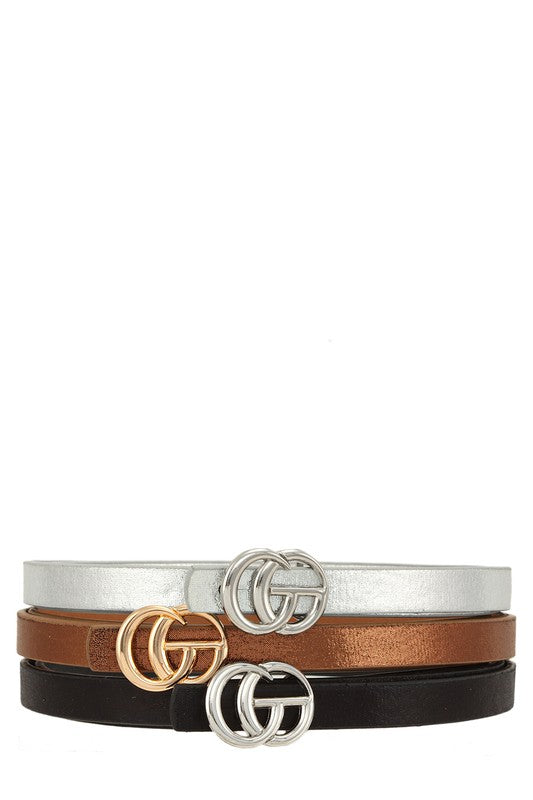 Gucci Gang 3 Piece GO Buckle Classic Belt Set (Multiple Colors)