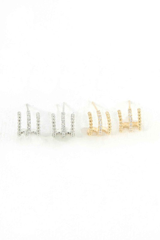 Triple Threat Huggie Hoop Earrings (Multiple Finishes)