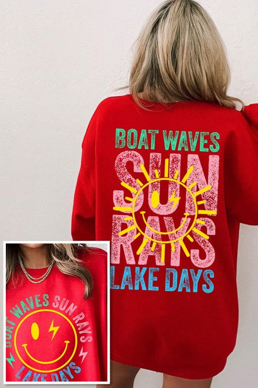 Boat Waves Sun Rays Graphic Fleece Sweatshirts (Multiple Colors) - BP