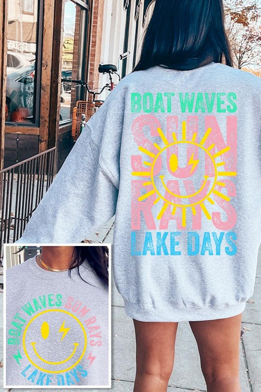 Boat Waves Sun Rays Graphic Fleece Sweatshirts (Multiple Colors) - BP