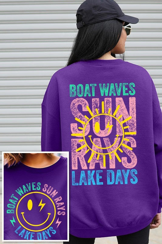 Boat Waves Sun Rays Graphic Fleece Sweatshirts (Multiple Colors) - BP