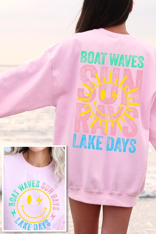 Boat Waves Sun Rays Graphic Fleece Sweatshirts (Multiple Colors) - BP