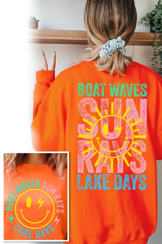 Boat Waves Sun Rays Graphic Fleece Sweatshirts (Multiple Colors) - BP