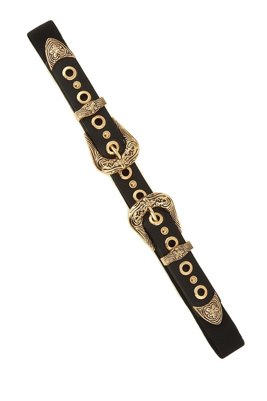 Fame & Horses Filigree Western Style Buckle Elastic Belt (Multiple Finishes)