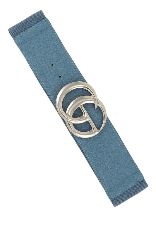 Blue Bliss Denim Elastic Belt with GO Buckle (Multiple Colors)