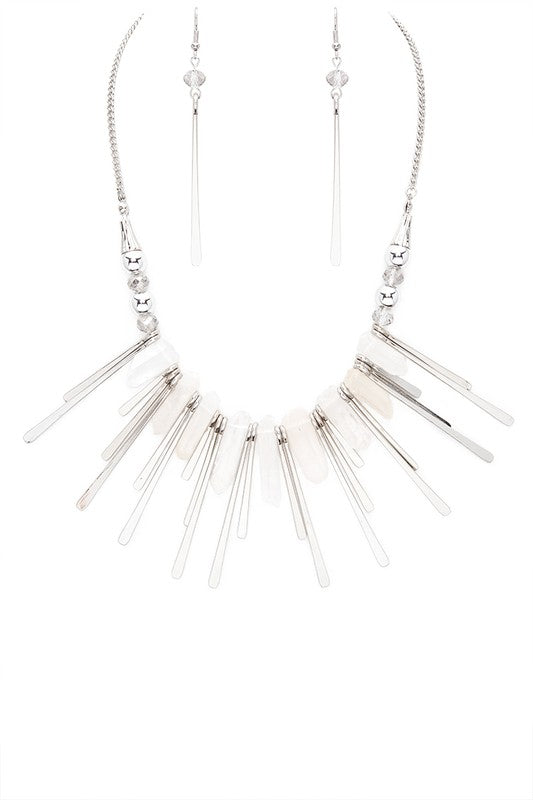 Truly Ambitious Quartz Metal Bar Statement Necklace Set (Multiple Finishes)