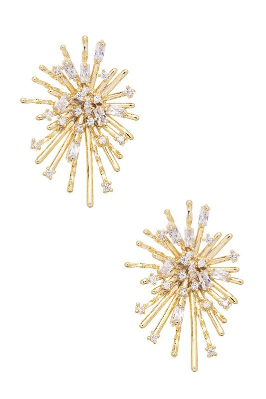 Starry Eyes Cubic Zirconia Firework Iconic Stud Earrings