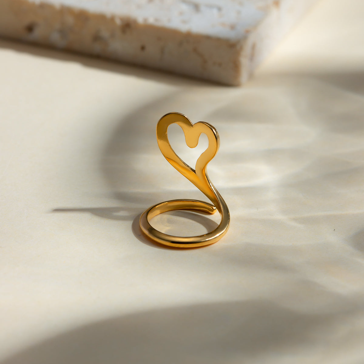 Wrapped Around Your Finger Stainless Steel Cutout Heart Bypass Ring