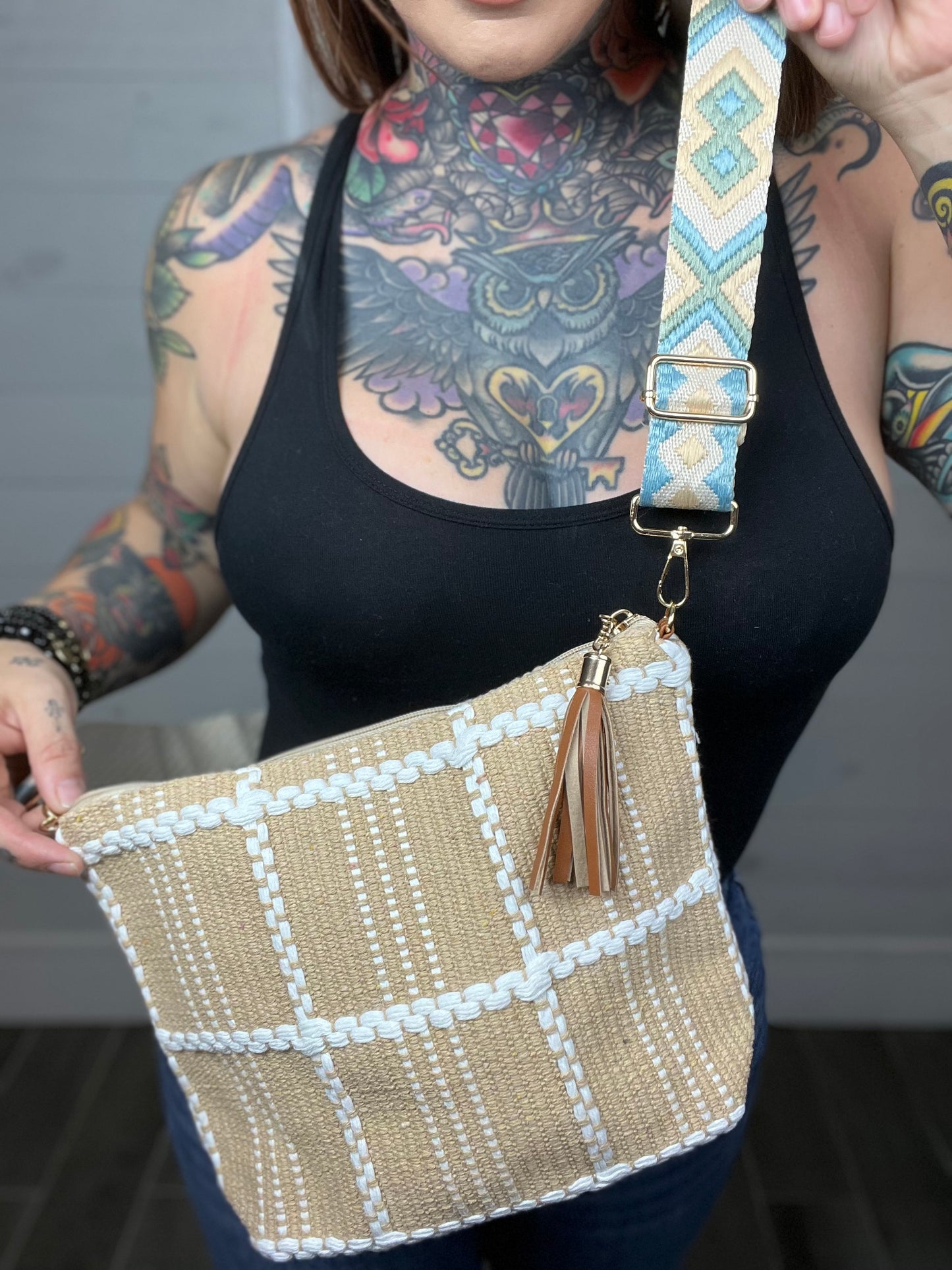 On My Own Path Woven Crossbody Bag