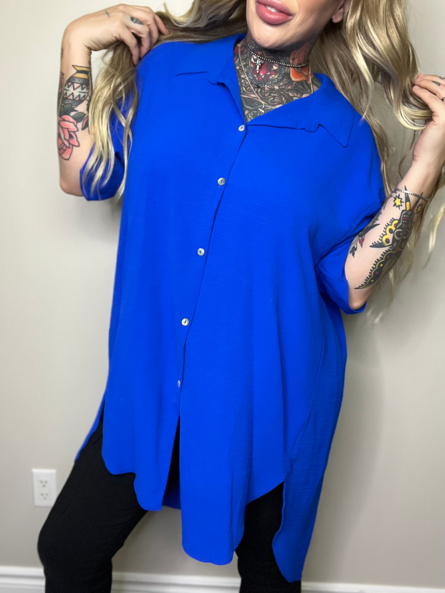 Boss You Around Curvy High Low Shirt (Multiple Color Options)