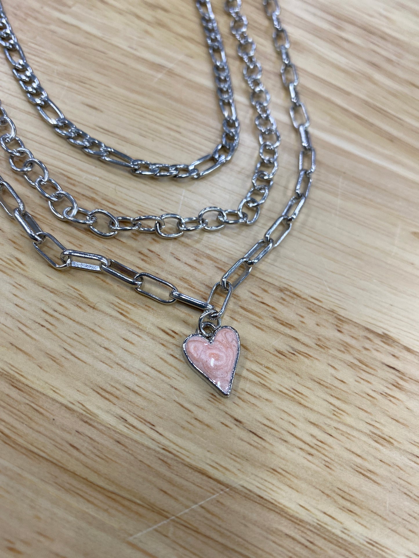 Heart In Motion 3 Chain Layered Necklace (2 COLORS TO CHOOSE FROM)