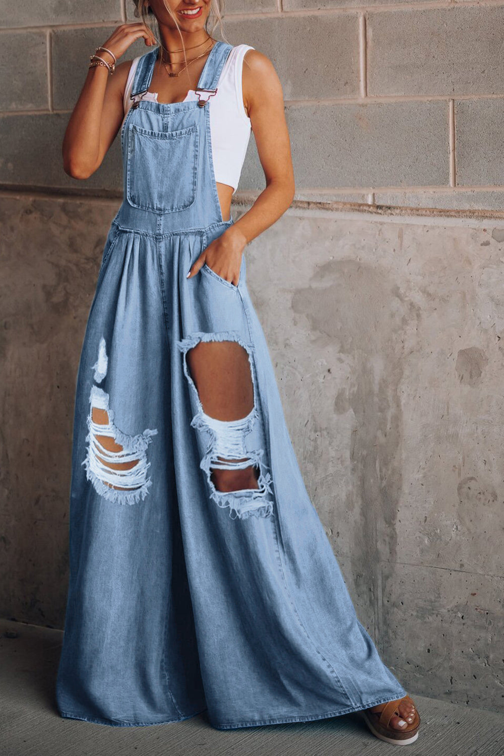 (S-2X) Fight The Feeling Wide Leg Denim Overalls (Multiple Colors) - BP