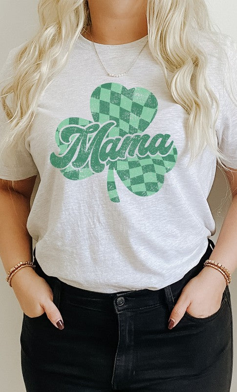 CURVY - Checkered Mama Shamrock PLUS SIZE Graphic Tee (MULTIPLE COLORS) - BP