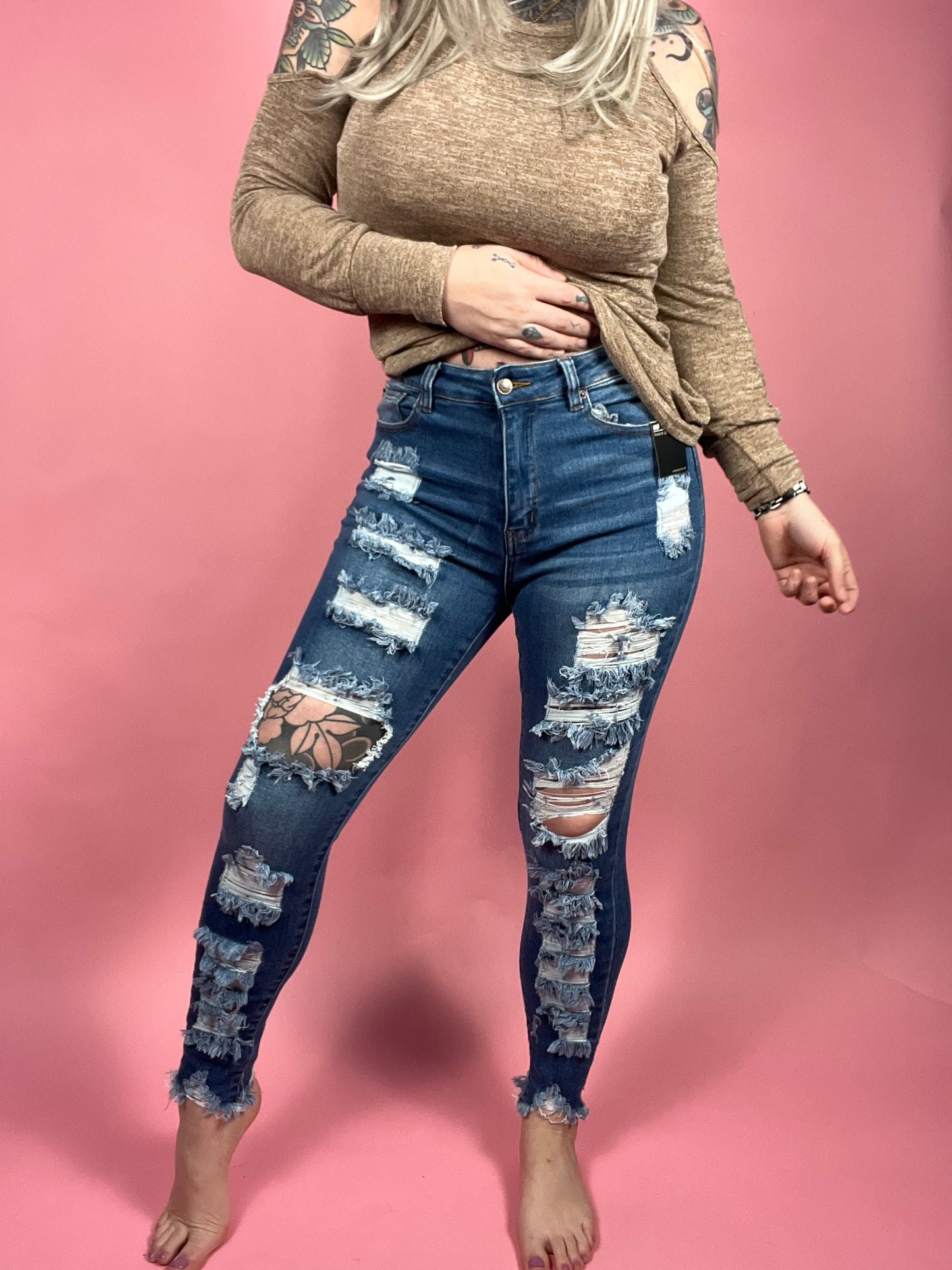 Talk Back Curvy/Reg High Rise Skinny Denim Jeans