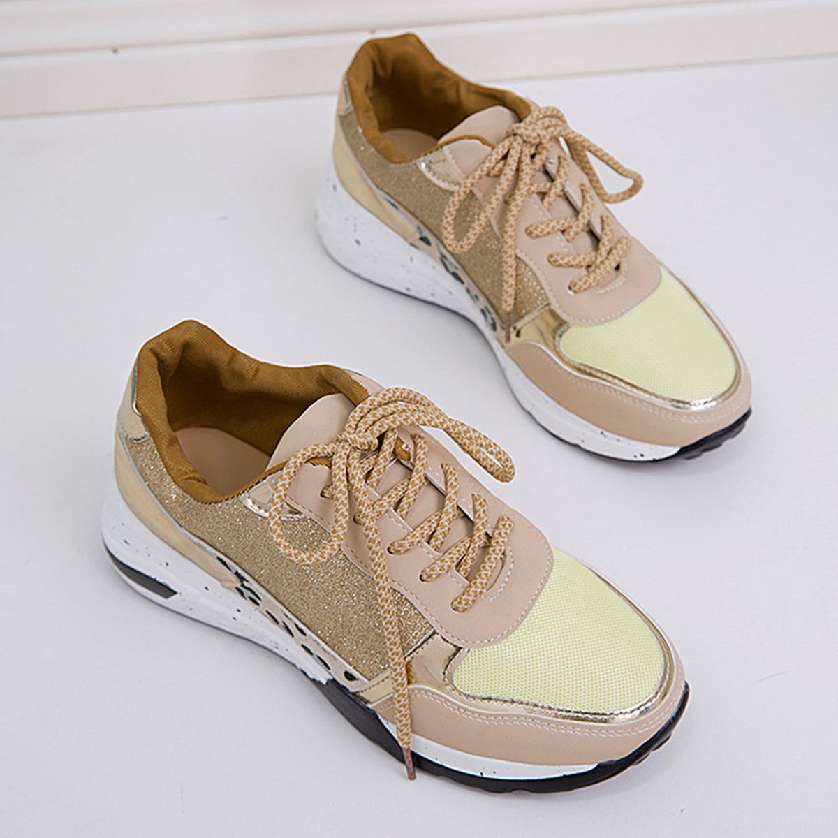 Fast As Lightning Lace-Up Round Toe Platform Sneakers (Multiple Colors)