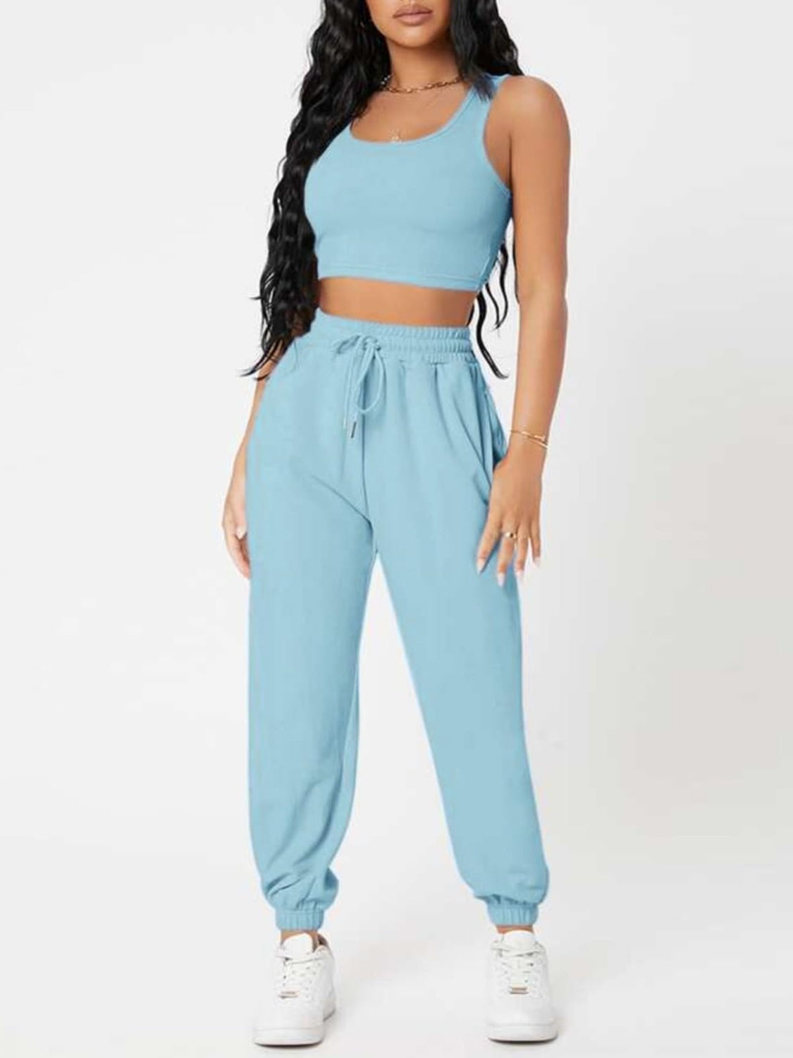 Snagged Your Attention Wide Strap Top and Drawstring Joggers Set (Multiple Colors)