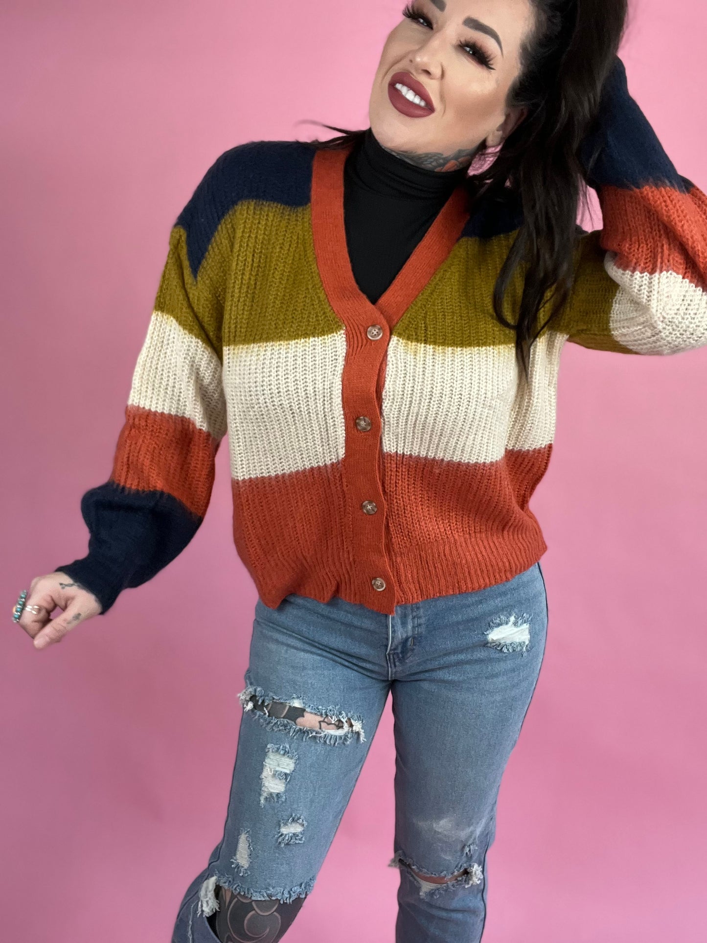 Warm Emotions Fuzzy Yarn Short Sweater Cardigan