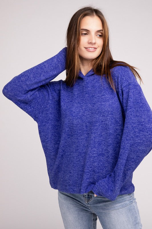 Zenana Hooded Brushed Melange Hacci Sweater (Multiple Colors) - BP