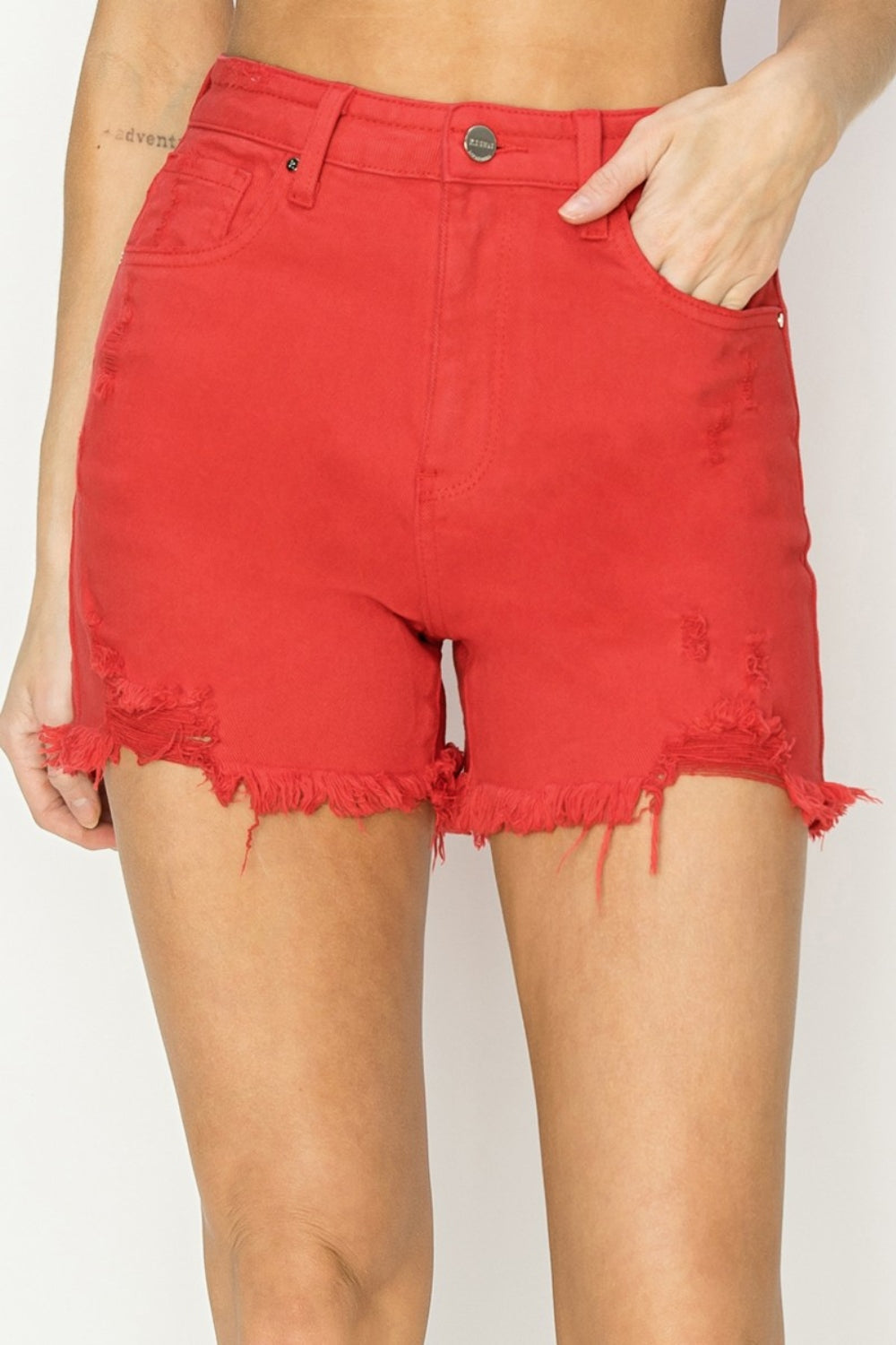 Sydney RISEN High Rise Distressed Denim Shorts