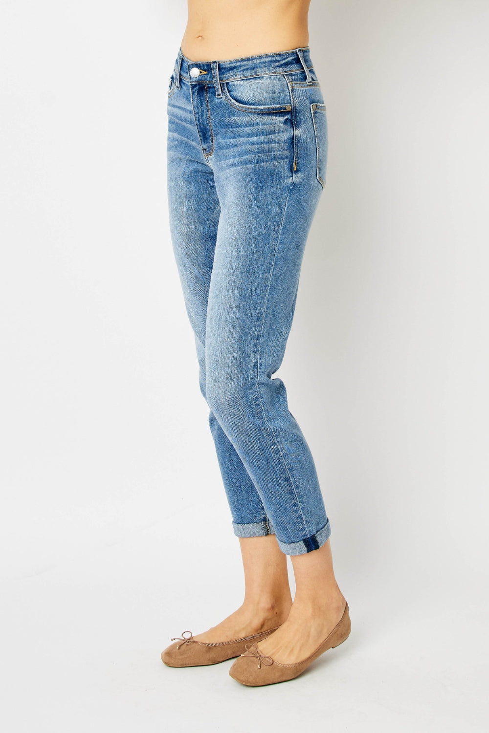 (0-24W) Sampson Judy Blue Cuffed Hem Low Waist Slim Jeans