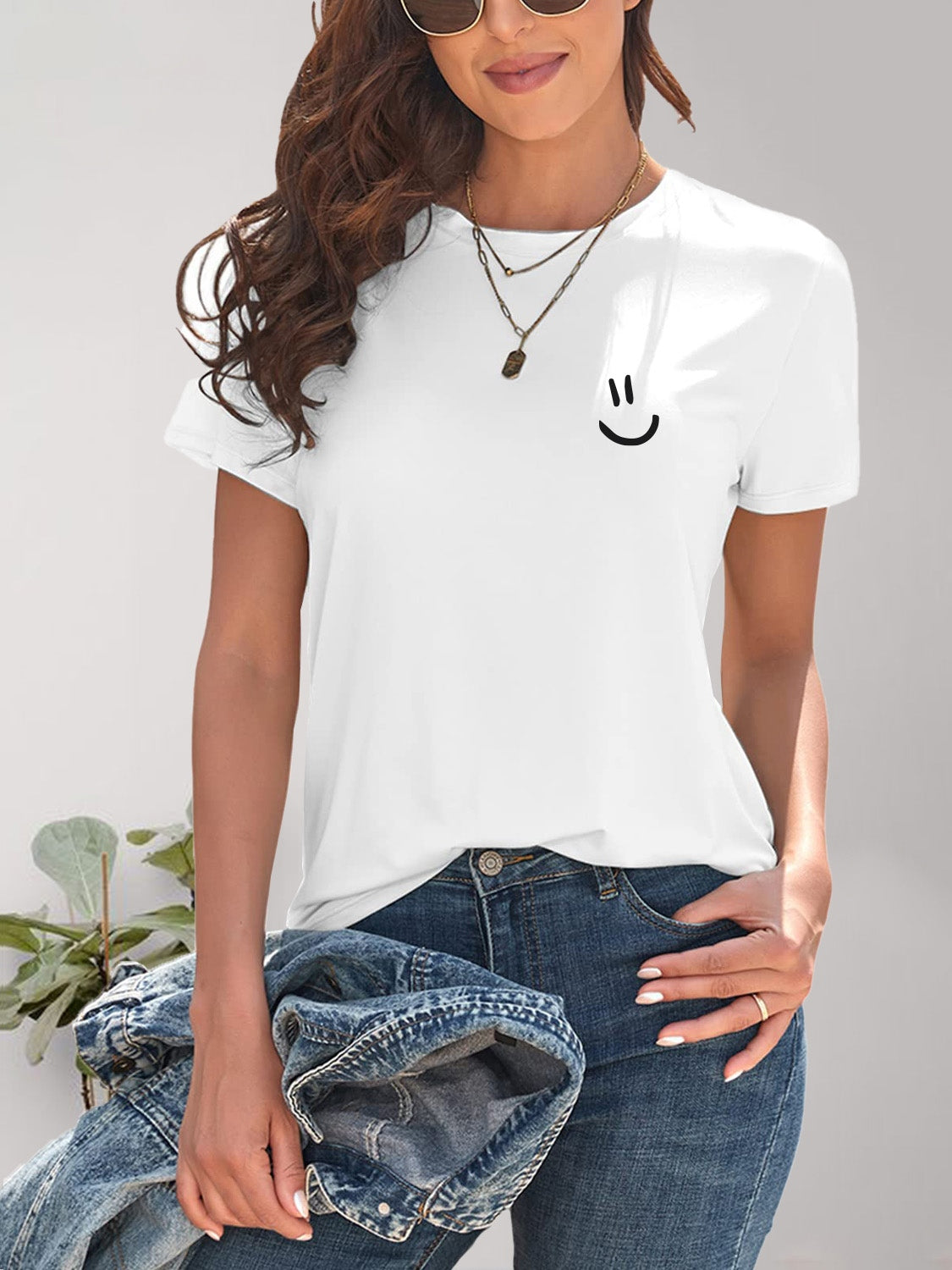 (S-2X) Smile On Purpose Graphic Round Neck Short Sleeve T-Shirt (Multiple Colors) - BP