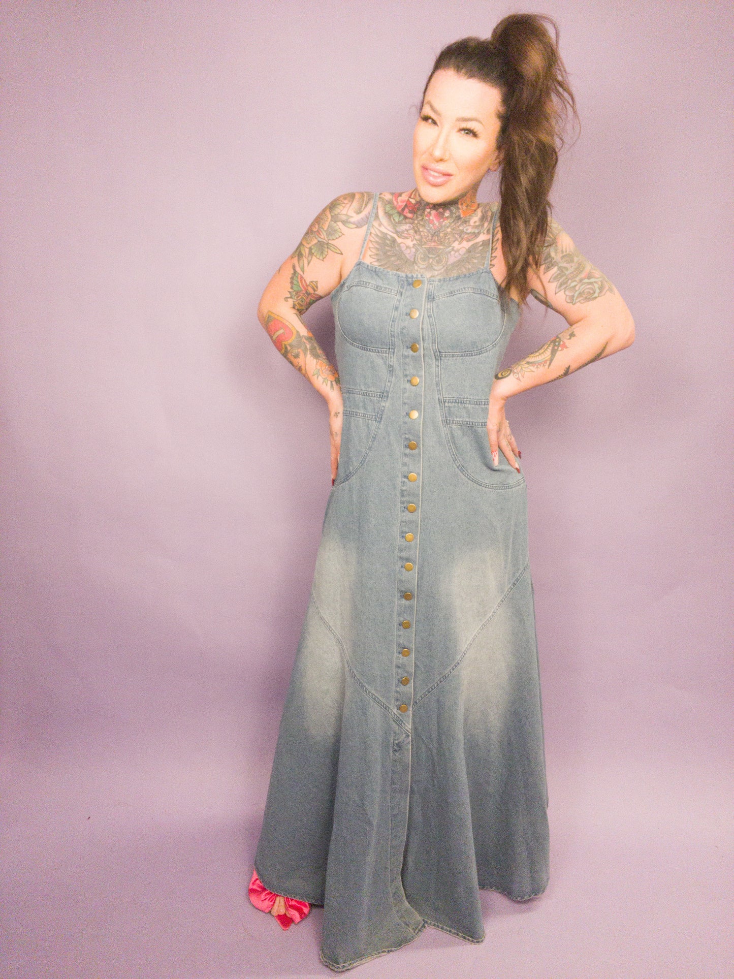 CURVY Jade By Jane - Button Down Sleeveless Denim Dress