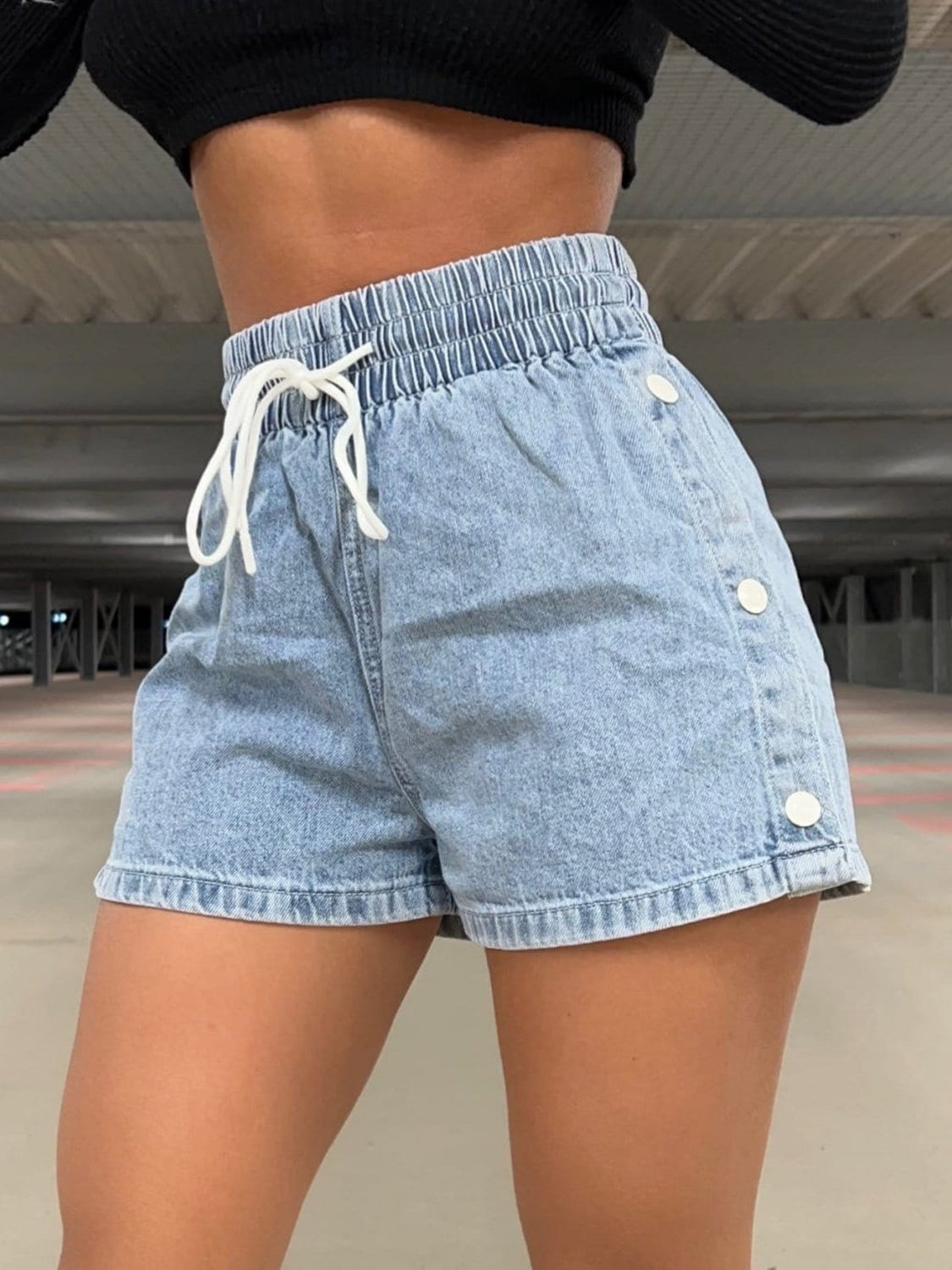 Jezebelle Drawstring High Waist Denim Shorts - BP