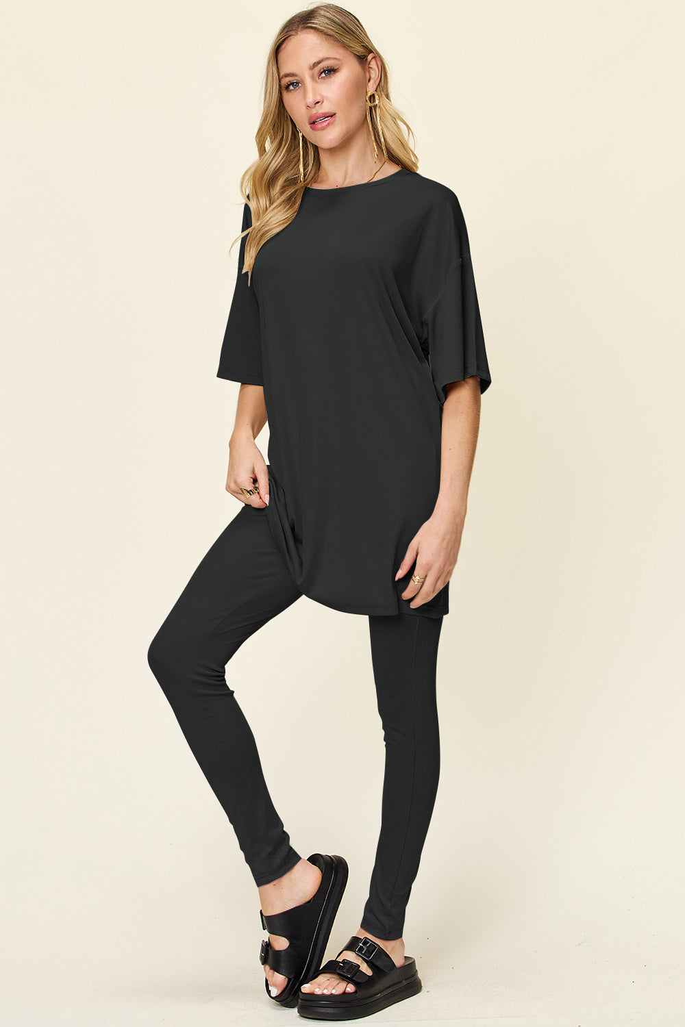 Grab Me Starbees Round Neck Dropped Shoulder T-Shirt and Leggings Set (Multiple Colors) - BP