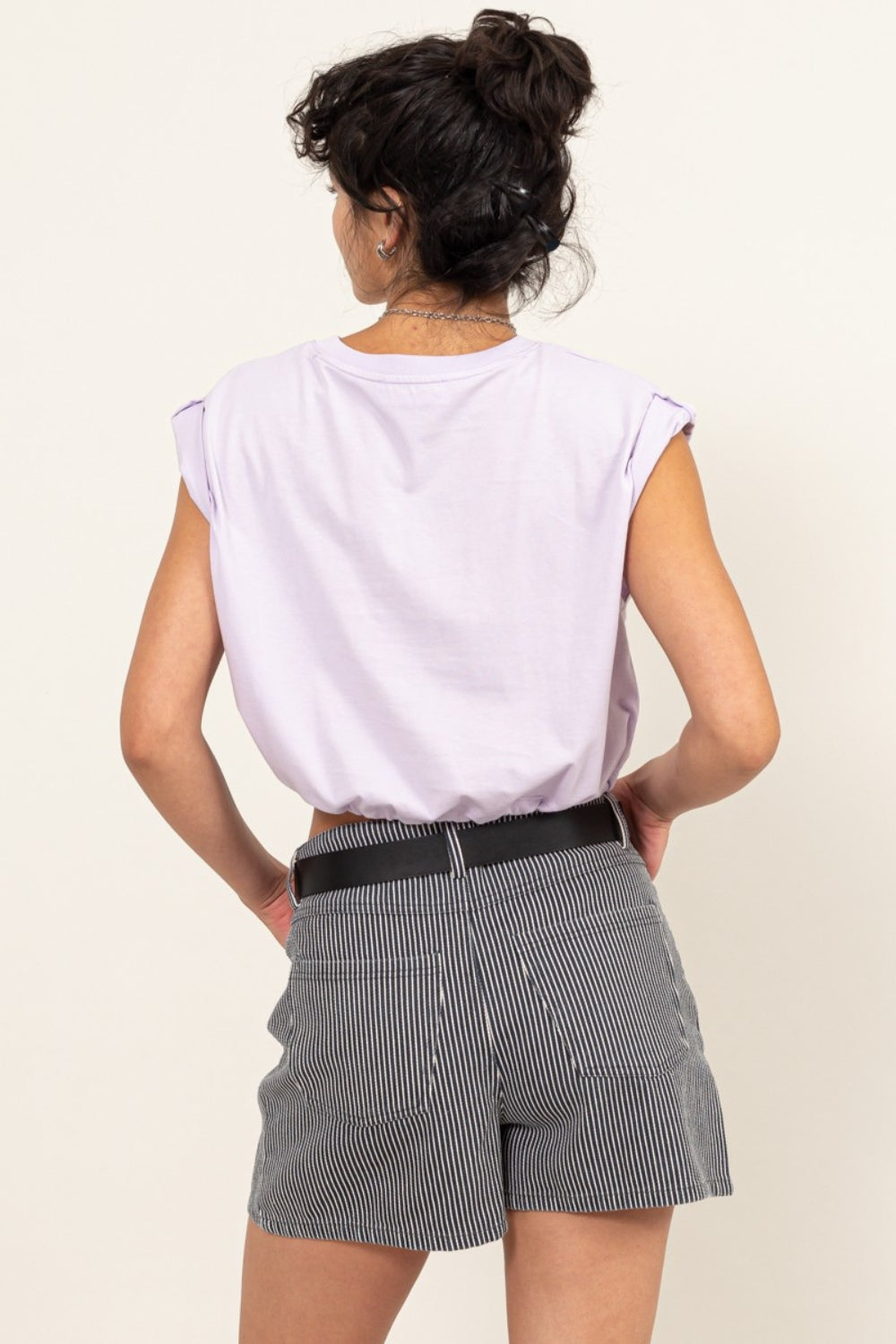 Lavender Get In The Game Drawstring Hem Crop Top (HYFVE)