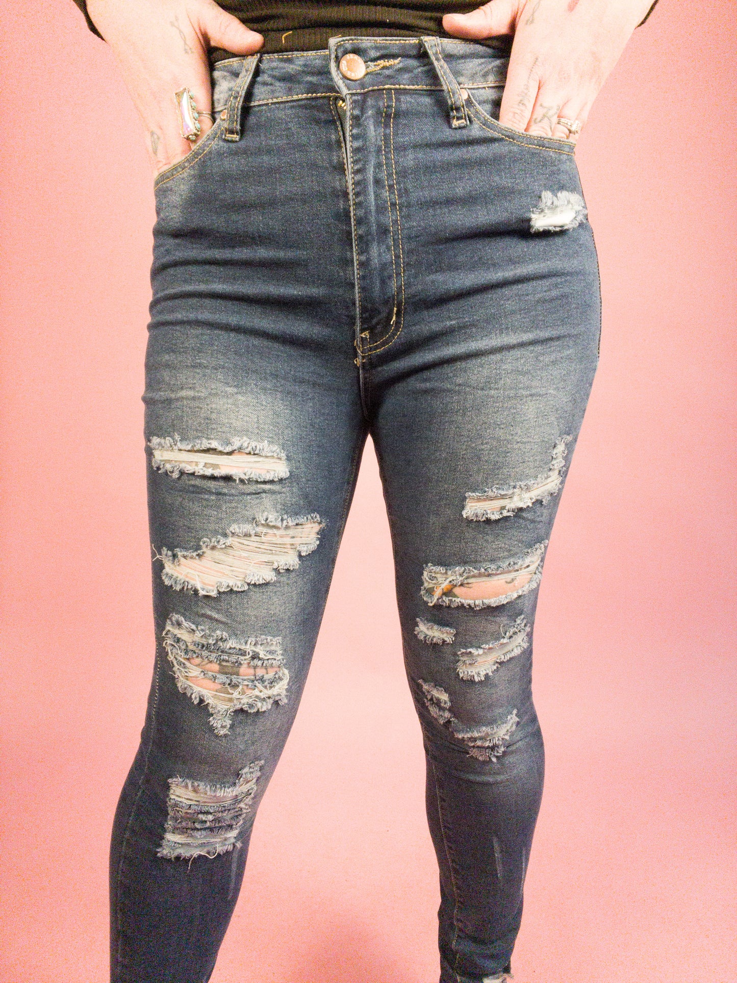 We're Finished Distressed Jeans