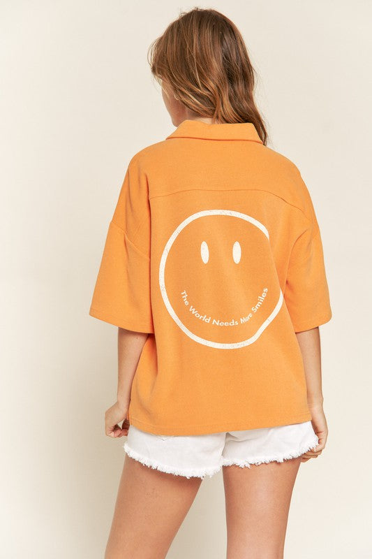 Happy To Be Here Smile Face Back Top (Multiple Colors)