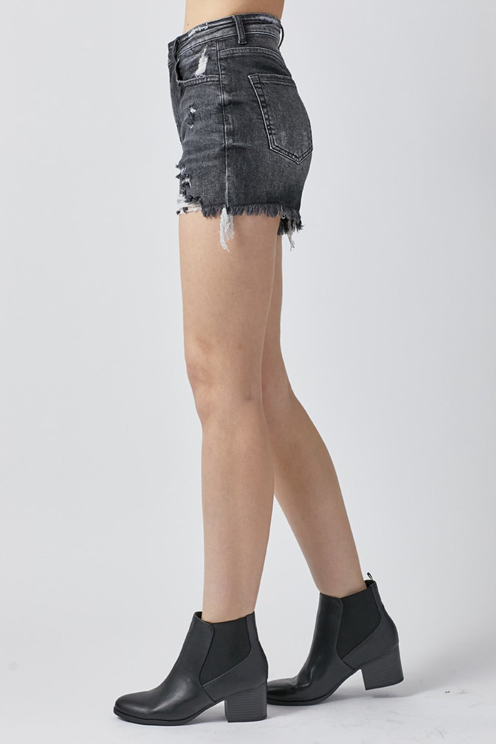 (S-3X) Sammy RISEN High Rise Distressed Denim Shorts