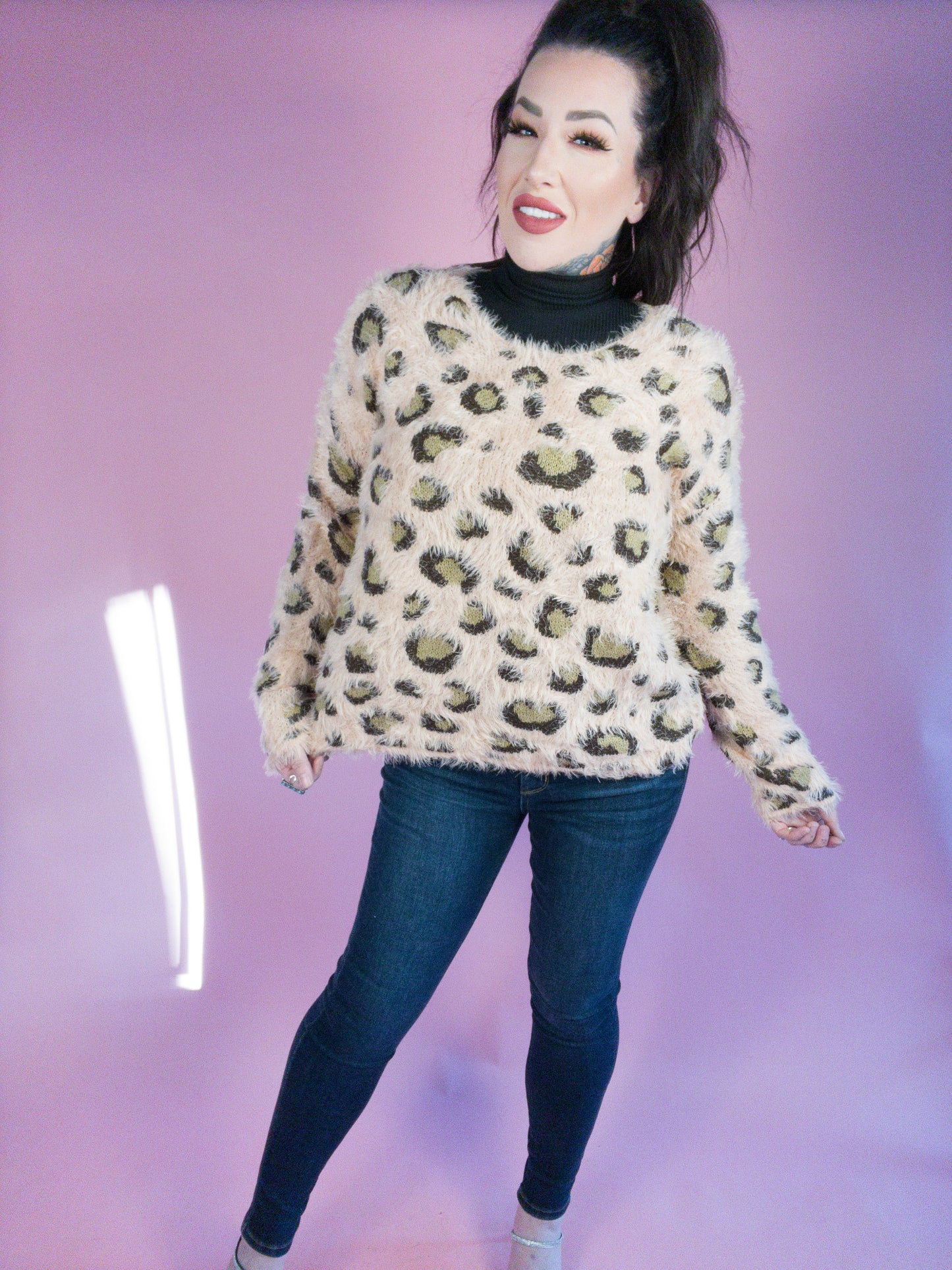 Simple Comforts Eyelash Texture Animal Print Sweater