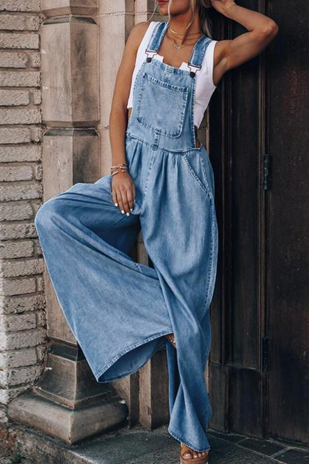 (S-2X) Fight The Feeling Wide Leg Denim Overalls (Multiple Colors) - BP