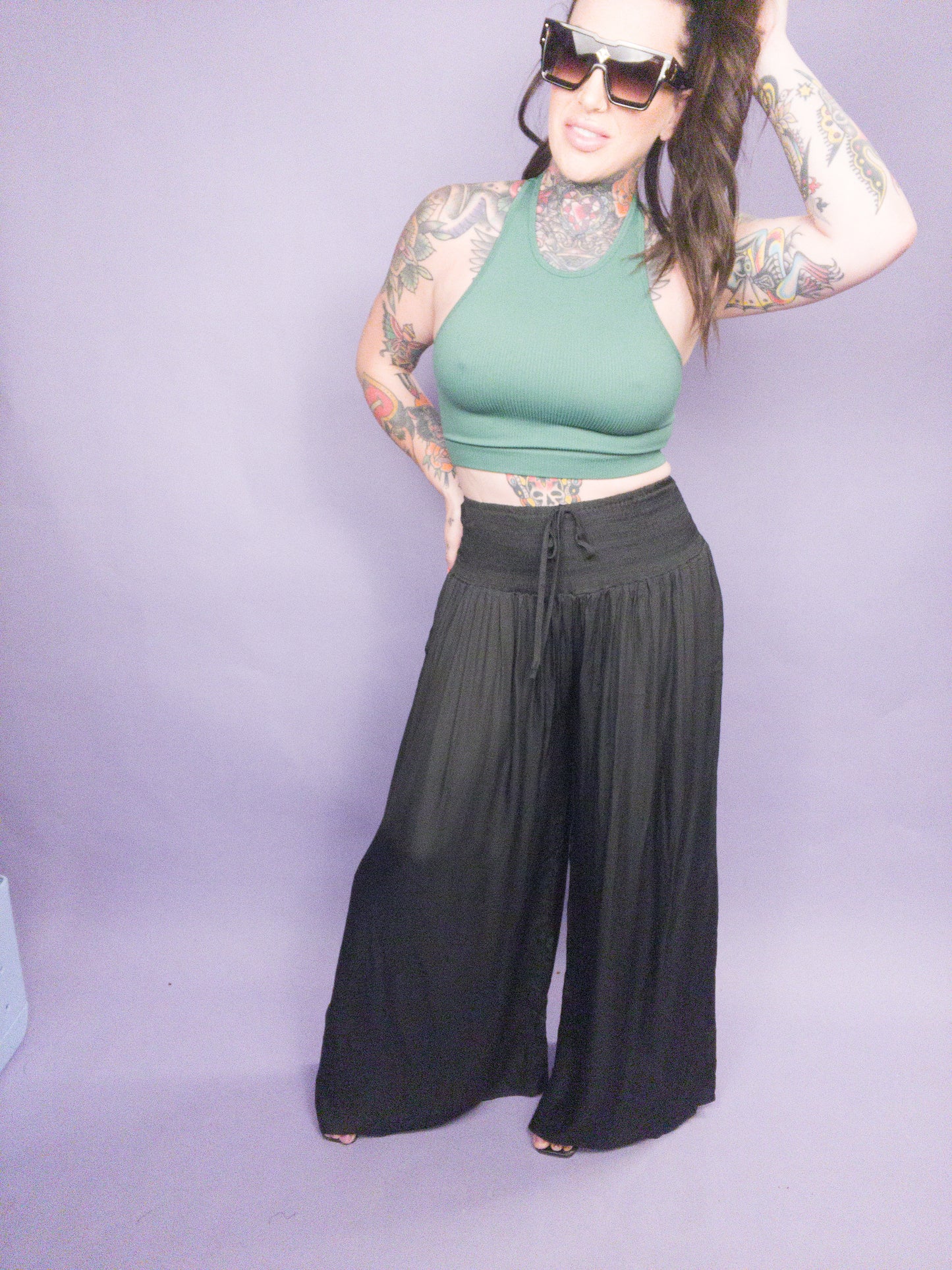 REG Jade By Jane - Ruched waist wide resort pants