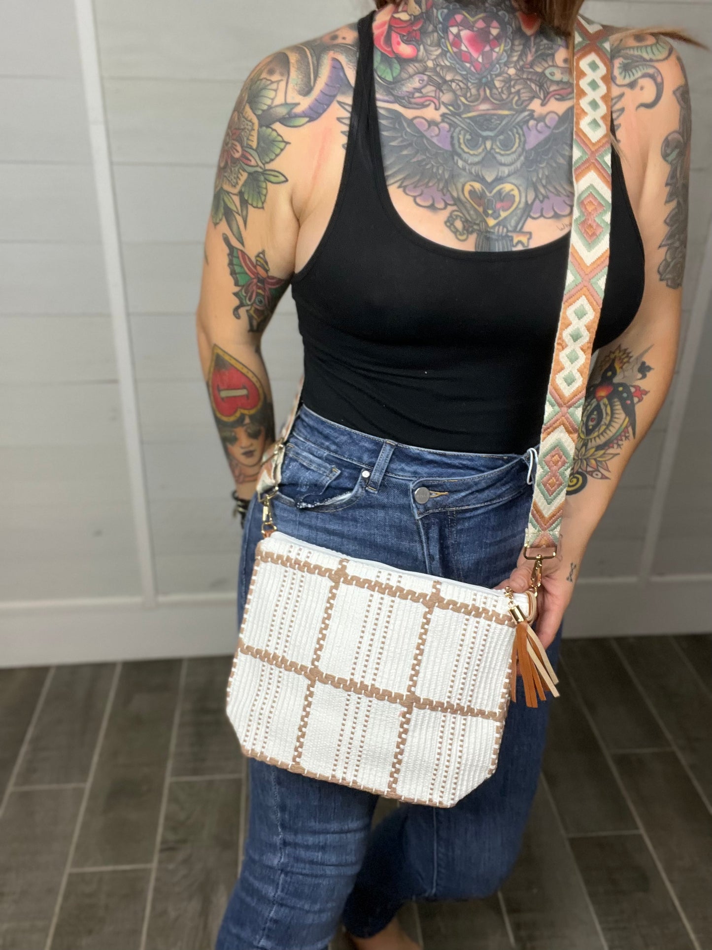 On My Own Path Woven Crossbody Bag