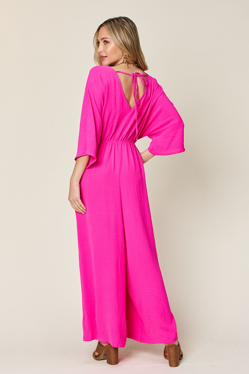 (S-3X) Stop & Stare Half Sleeve Wide Leg Jumpsuit (Double Take/Multiple Colors) - BP