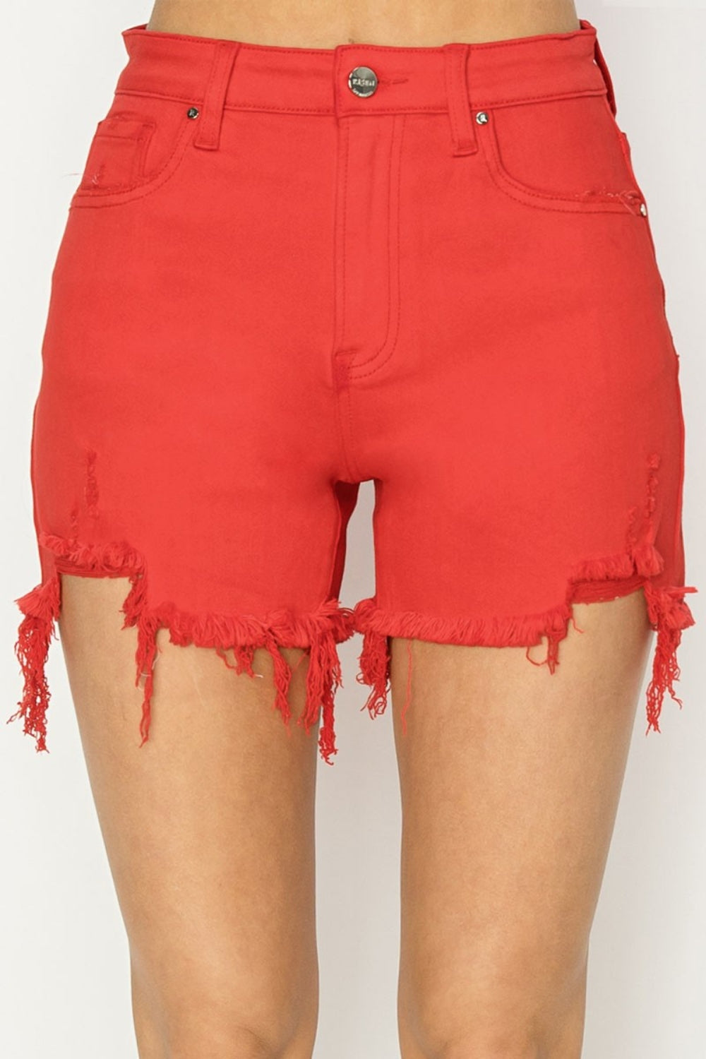 Sydney RISEN High Rise Distressed Denim Shorts