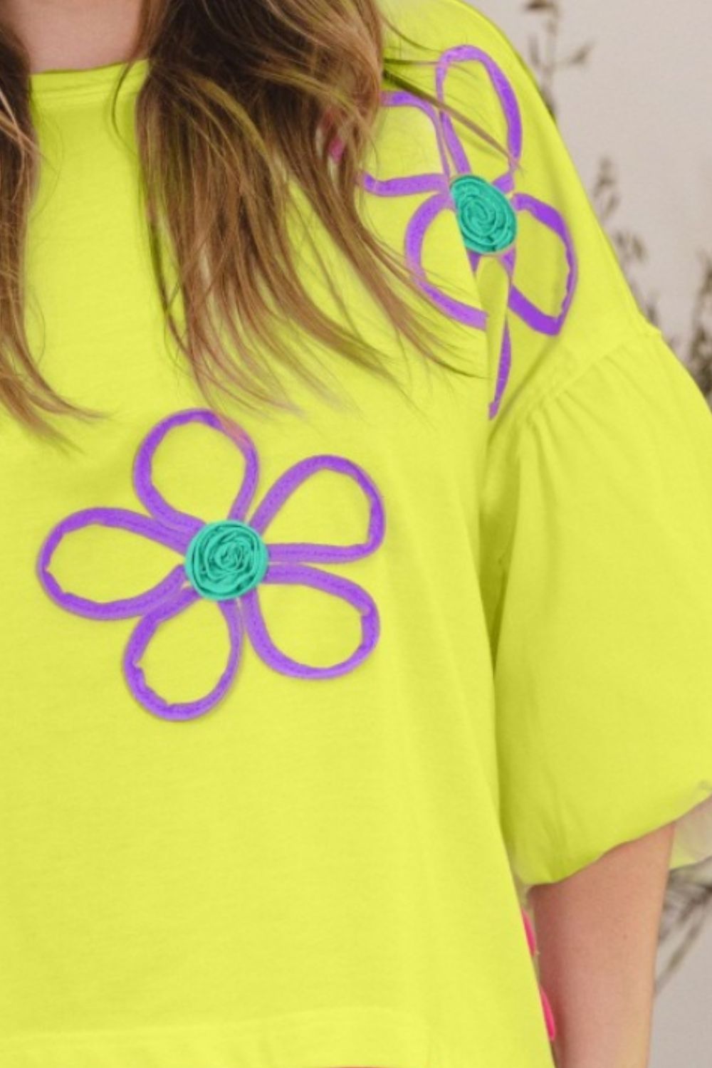 (S-3X) ODDI Full Size Flower Embroidery Detail T-Shirt - BP