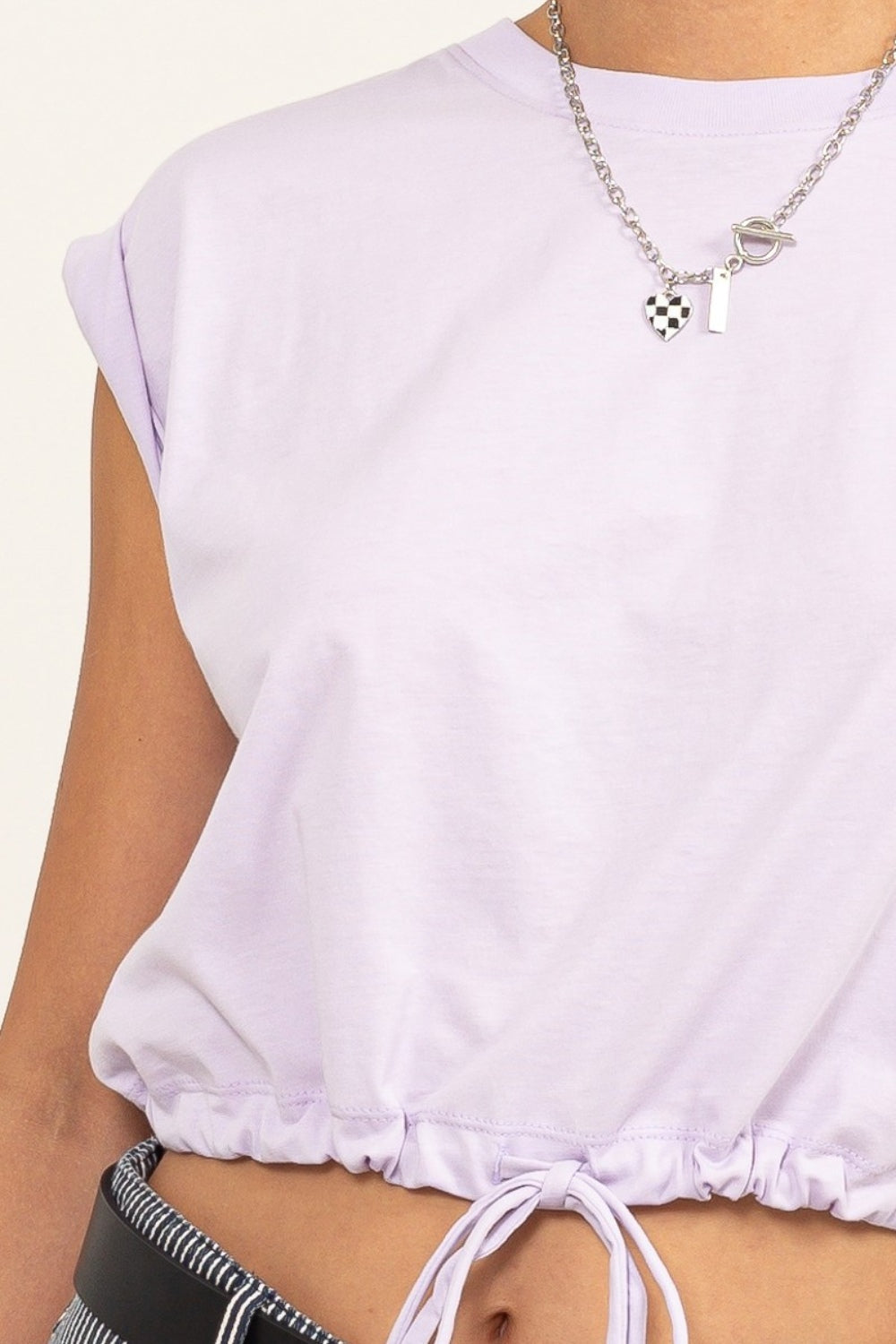 Lavender Get In The Game Drawstring Hem Crop Top (HYFVE)